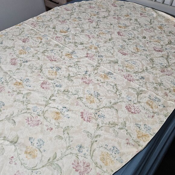 Oval Tablecloth Ivory White Embroidered Floral Cotton Cloth Dining Kitchen 80x62 - Picture 2 of 7